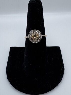 Gold 925 Sterling Silver Citrine Gemstone Ring Size 7